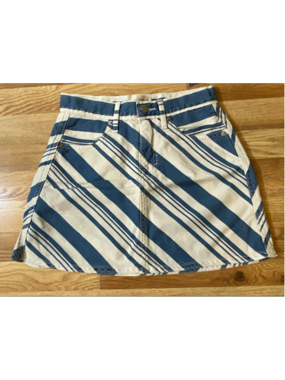 Women's Universal Thread Striped Denim Mini Skirt Size 0 NWT